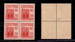 1579 REPUBBLICA SOCIALE - RSI - 1944/1945 - Quartina Del 20 Cent Monumenti Distrutti (504aa + Tre 504) - Il Pezzo In Alt - Other & Unclassified