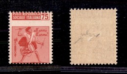 1582 REPUBBLICA SOCIALE - RSI - 1944/1945 - 75 Cent Tamburino (508d) - Dentellatura Orizzontale Fortemente Spostata In A - Other & Unclassified