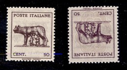 1599 LUOGOTENENZA - LUOGOTENENZA - 1944 - 50 Cent (515An) - Stampa Recto Verso (capovolta) Senza Fondo Di Sicurezza (130 - Autres & Non Classés