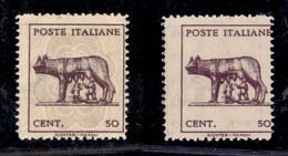 1606 LUOGOTENENZA - LUOGOTENENZA - 1943 - 50 Cent (515d) Stampa Recto Verso Spostato (300) - Autres & Non Classés