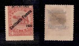 1656 OCCUPAZIONI - FIUME - 1922 - 10 Cent Costituente Fiumana (180) - Dentellatura Fortemente Spostata In Basso E A Sini - Other & Unclassified