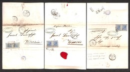 1681 UFFICI POSTALI ESTERO - LEVANTE - 1871 - 20 Cent (26 Regno) In Coppie - Tre Lettere Da Alessandria D'Egitto A Venez - Other & Unclassified