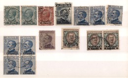 1707 UFFICI POSTALI ESTERO - LEVANTE - Smirne - 1919/1911 - Cartoncino Con 15 Valori (due 1+2+3+sette 4+5+tre 6) - Usati - Other & Unclassified