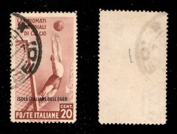 1728 COLONIE - EGEO - 1934 - 20 Cent Calcio Soprastampato (75) - Usato (130) - Other & Unclassified