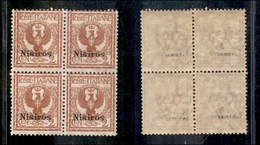 1751 COLONIE - EGEO  - Nisiro - 1912 - 2 Cent (1) - In Quartina - Gomma Integra (100+) - Other & Unclassified