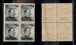 1759 COLONIE - EGEO  - Scarpanto - 1916 - 20 Cent Su 15 Cent Michetti (8) - In Quartina - Gomma Integra (20+) - Other & Unclassified