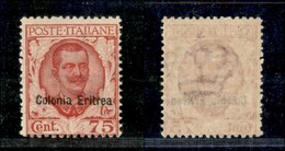 1774 COLONIE - ERITREA - 1928/1929 - 75 Cent Floreale Soprastampato (125) - Gomma Integra (350) - Other & Unclassified