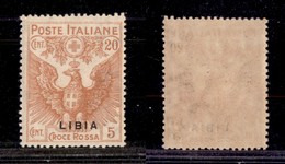 1794 COLONIE - LIBIA - 1915/1916 - 20 Cent Croce Rossa Soprastampato (16c) - Soprastampa In Basso - Gomma Integra (90) - Other & Unclassified