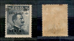 1796 COLONIE - LIBIA - 1916 - 20 Cent Su 15 Cent Michetti Soprastampato (17/I) - Soprastampa In Azzurro Nero - Tre Denti - Other & Unclassified