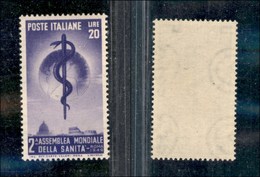 2154 REPUBBLICA - REPUBBLICA - 1949 - 20 Lire Sanità (607) - Gomma Integra (50) - Other & Unclassified