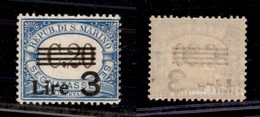 2352 SAN MARINO - SAN MARINO - 1940 - 3 Lire Su 20 Cent Segnatasse (63) - Nuovo Con Gomma (45) - Other & Unclassified