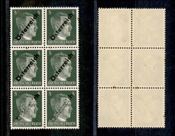 2361 ESTERO  - AUSTRIA - 1945 - Blocco Di Sei Del 5 Pfenning (660) - Con Parziale Soprastampa Sui Due Esemplari Inferior - Autres & Non Classés