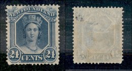 2395 ESTERO  - CANADA - Newfoundland - 1866 - 24 Cent (21 - Carta Bianca) - Gomma Parziale - Da Esaminare - Autres & Non Classés