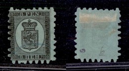 2416 ESTERO  - FINLANDIA - 1866 - 8 Pen Stemma (6A) - Dentellatura Carente - Annullo Azzurro - Autres & Non Classés