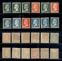 2444 ESTERO  - FRANCIA - 1923/1925 - Pasteur (153/158 + 192/197) - 12 Valori - Nuovi Con Gomma - Autres & Non Classés