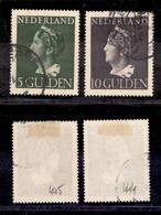 2724 ESTERO  - OLANDA - 1946 - 5 Gulden + 10 Gulden Guglielmina (455/456) - Serie Completa Di 2 Valori - Usati (76) - Autres & Non Classés