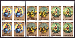 Central African Republic (1980) Paintings By Raphael. Set Of 3 Imperforate Blocks Of 4.  Scott Nos 430-2, Yvert Nos 423- - Madones