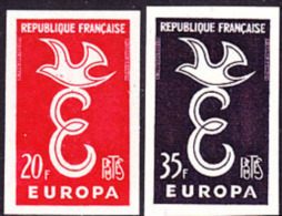 France (1958) Europa. Set Of 2 Trial Color Proofs.  Scott Nos 889-90, Yvert Nos 1173-4. - Other & Unclassified