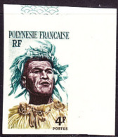 French Polynesia (1958) Man With Headdress. Trial Color Proof.  Scott No 186, Yvert No 5. - Imperforates, Proofs & Errors