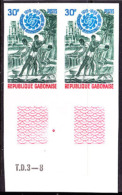 Gabon (1969) Imperforate Pair. ILO 50th Anniversary. Scott No 252, Yvert No 251. - OIT