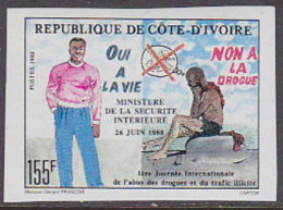 Ivory Coast (1988) Fight Against Drugs. Imperforate.  Scott No 856. - Ivoorkust (1960-...)