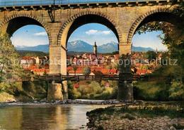 72855928 Traunstein Oberbayern Blick Durch Viadukt Gegen Hochfelln Und Hochgern - Traunstein