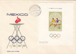 OLYMPIC GAMES, MEXICO'68, ATHLETICS, COVER FDC, 1968, ROMANIA - Sommer 1968: Mexico