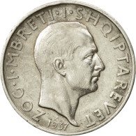 Monnaie, Albania, Zog I, Frang Ar, 1937, Rome, TTB+, Argent, KM:16 - Albanië