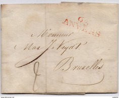 BELGIUM 1802 ENTIRE MAILED LETTER FROM ANVERS TO BRUSSELS - 1794-1814 (French Period)