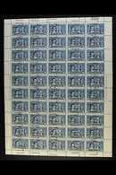 1910  1p Deep Blue Centenary (SG 378, Scott 172), Fine Mint (all But Two Stamps Are Never Hinged) COMPLETE SHEET Of 50 W - Other & Unclassified