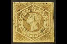 NEW SOUTH WALES  1854-59 6d Greyish Brown Diadem, Error Of Watermark "8", SG 96a, Four Margins And "275" Cancel Of Woono - Other & Unclassified