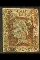 NEW SOUTH WALES  1852-53 6d Grey Brown Imperf "WALLS" For Wales Variety, SG 76a, Fine Used With 4 Clear Margins & Tiny H - Sonstige & Ohne Zuordnung