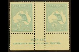 1929-30  Small Multiple Wmk 1s Blue-green Roo (SG 109), Ash Imprint Pair With "N" Over "N", BW 34z, Fine Mint  For More  - Other & Unclassified