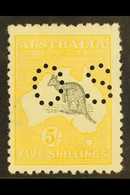 OFFICIAL  1915 5s Grey & Yellow Roo Punctured "OS", SG O37, Lightly Hinged Mint, Small Faults At Top Right, Very Fresh,  - Other & Unclassified