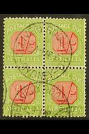 POSTAGE DUE  1931-36 1s Carmine And Yellow-green, Perf 11, SG D111, Very Fine Used BLOCK OF FOUR. For More Images, Pleas - Sonstige & Ohne Zuordnung