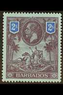 1912-26  2s Purple & Blue On Blue, Wmk Mult. Crown CA, SG 179, Very Fine Mint. For More Images, Please Visit Http://www. - Barbados (...-1966)