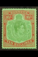 1938-53  10s Yellow Green & Deep Carmine On Green LINE PERF 14¼, SG 119b, Never Hinged Mint With Usual Streaky Gum, Very - Bermuda