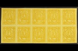 1867-68  50c Yellow Condor (SG 8, Scott 5), Very Fine Mint (most Stamps Never Hinged) BLOCK Of 10 (5x2), All Stamps With - Bolivia