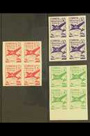 1950  30c, 50c & 15b Air Lloyd Aero Boliviano Anniv Never Hinged Mint IMPERF BLOCKS Of 4 (as Scott C131/32 & C135). 50c  - Bolivia