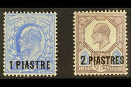 1905 - 08  1pi On 2½d Ultra And 2pi On 5d Dull Purple And Ultra, SG 13/14, Very Fine Mint. (2 Stamps) For More Images, P - Levante Britannico