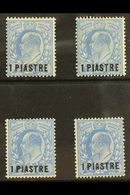 1911 - 1913  1pia On 2½d Bright Ed VII Surcharged, SG 25/29, Very Fine And Fresh Mint. (4 Stamps) For More Images, Pleas - Levante Britannico