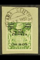 ERITREA  1948 2s 50c On 2s 6d Green, Variety "Misplaced Stop", SG E10a, Superb Used On Piece With Asmara Cds Cancel. For - Africa Orientale Italiana