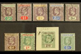 1904  KEVII Defins, Wmk Mult Crown CA Set, SG 54/62, Very Fine Used, 2s6d Used On Piece (9). For More Images, Please Vis - British Virgin Islands