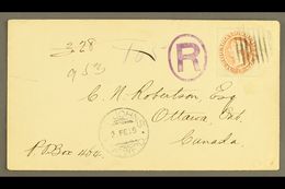 1895  Registered Cover To Ottawa Franked 1870 12c Chestnut Tied By Barred Circular Cancel With Violet "R" In Oval And St - Sonstige & Ohne Zuordnung