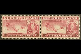 1937  15c Claret Perf 13½ (line) Harp Seal PAIR WITH & WITHOUT WATERMARK, SG 263ca, Never Hinged Mint. For More Images,  - Altri & Non Classificati