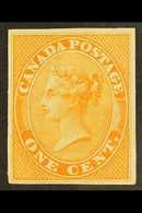 1859  1c Queen Imperf Colour Trial In Orange, Unitrade 14 TCii, Fine. For More Images, Please Visit Http://www.sandafayr - Sonstige & Ohne Zuordnung