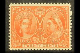 1897  20c Vermilion Jubilee With Unusual Missing Perf Pin At Right, SG 133, Very Fine Lightly Hinged Mint. For More Imag - Other & Unclassified