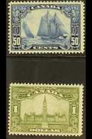 1928-29  50c "Bluenose" & $1 Parliament Buildings Top Values, SG 284/285 (Unitrade 158/159), Mint Lightly Hinged. Fine & - Sonstige & Ohne Zuordnung