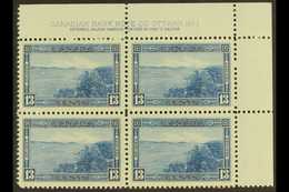 1937-8  13c Blue, Halifax Harbour, Top Right Plate Block Of Four, SG 364, Never Hinged Mint. For More Images, Please Vis - Sonstige & Ohne Zuordnung