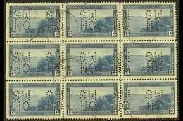 OFFICIAL  1937-38 13c Blue Punctured "O.H.M.S.", SG O104, Very Fine Used BLOCK OF NINE. (9 Stamps) For More Images, Plea - Sonstige & Ohne Zuordnung